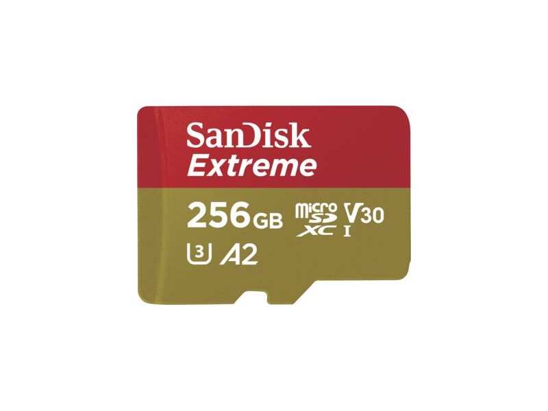 Extreme microSDXC 256GB 190MBs A2 C10 V30 UHS  SD Adapter